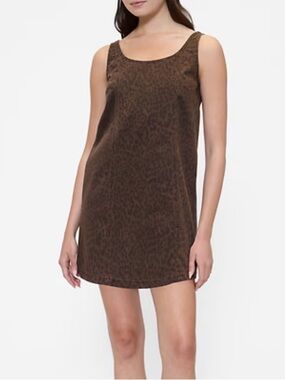 Gap Print Denim Scoopneck Mini Dress Animal Print New Jean Large